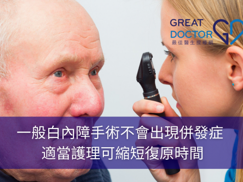 一般白內障手術不會出現併發症  適當護理可縮短復原時間